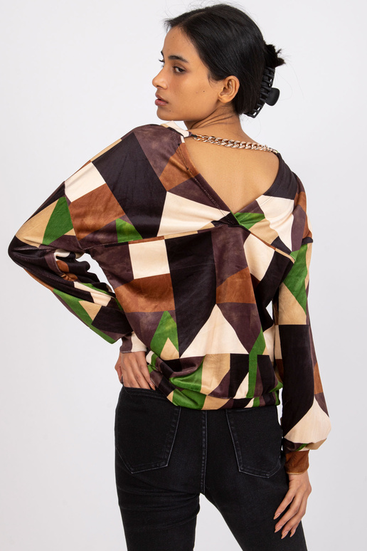 Hnědo-khaki vzorovaná velurová...