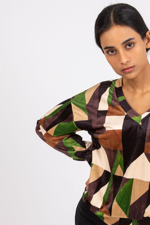 Hnědo-khaki vzorovaná velurová...