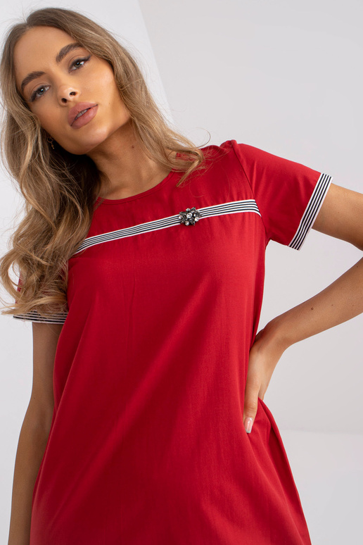 Červené asymetrické bavlněné šaty pro...