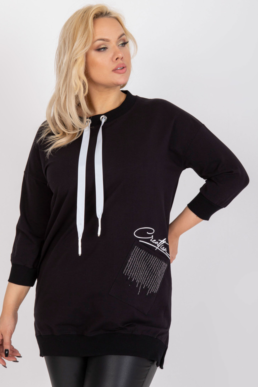 Černá plus size bavlněná tunika s... Černá plus size bavlněná tunika s...