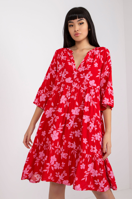 Červené květované šaty Pola SUBLEVEL