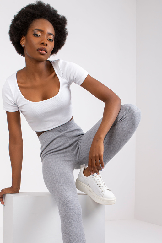 Šedé melanžové žebrované legíny...