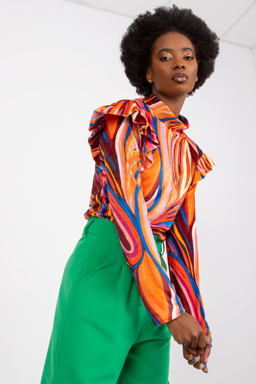 Oranžová velurová halenka s volány Lina