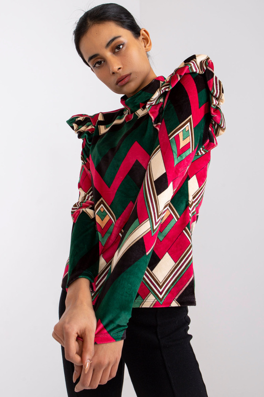 Zelenorůžová vzorovaná velurová...