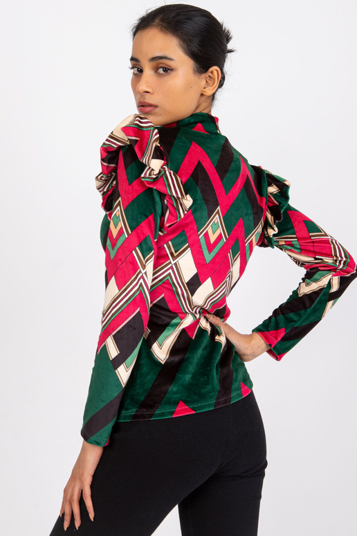 Zelenorůžová vzorovaná velurová...