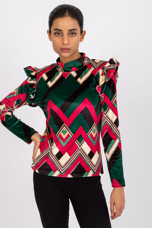 Zelenorůžová vzorovaná velurová...