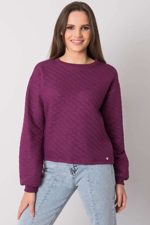 Fialová prošívaná mikina bez kapuce...