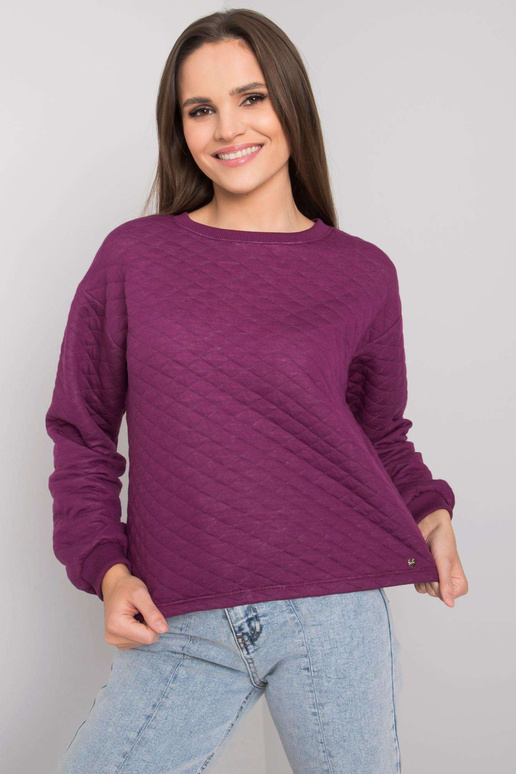 Fialová prošívaná mikina bez kapuce...