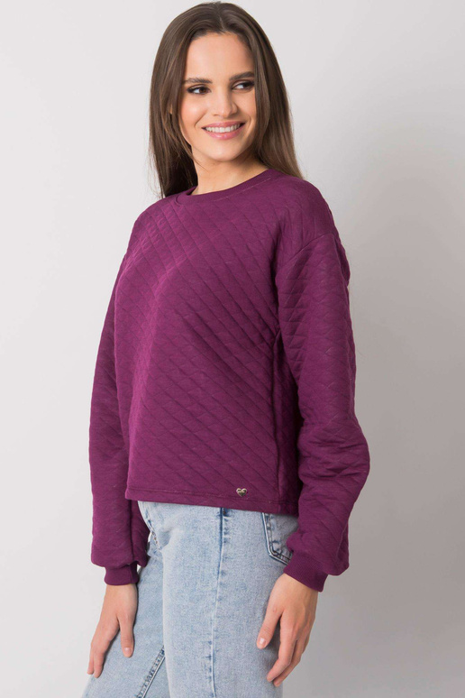 Fialová prošívaná mikina bez kapuce...