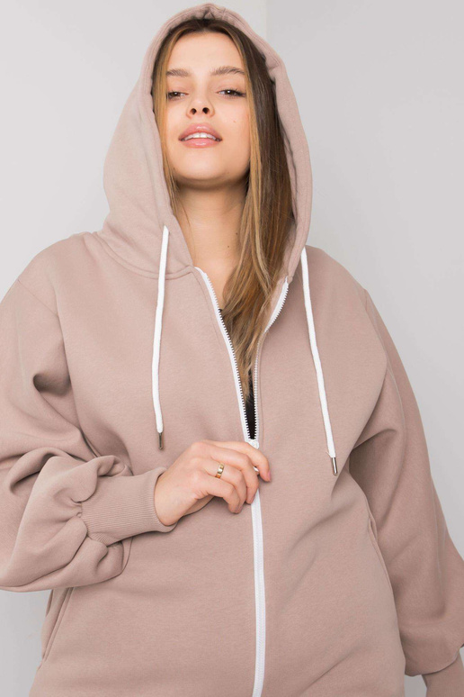 Tmavě béžová mikina s kapucí Ella