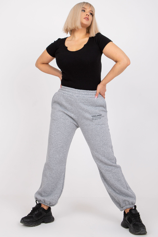 Šedé melanžové tepláky větší...