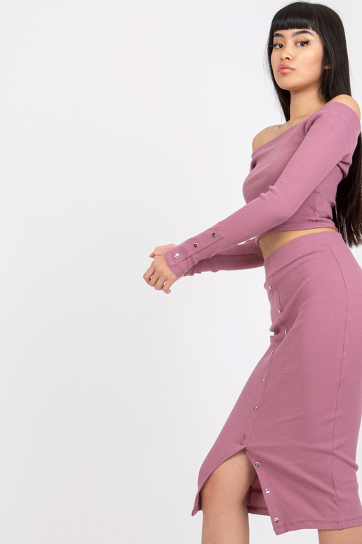 Špinavě růžový žebrovaný komplet se...