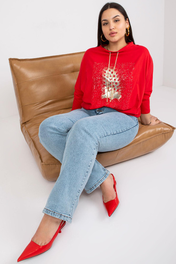 Červená halenka plus size s...