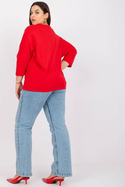 Červená halenka plus size s kamínky...