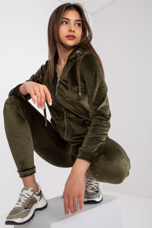 Khaki velurový set s mikinou Ilaria
