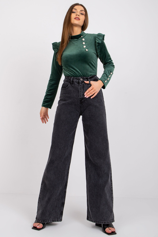 Tmavě zelená velurová halenka s...