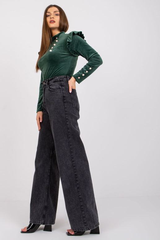 Tmavě zelená velurová halenka s...