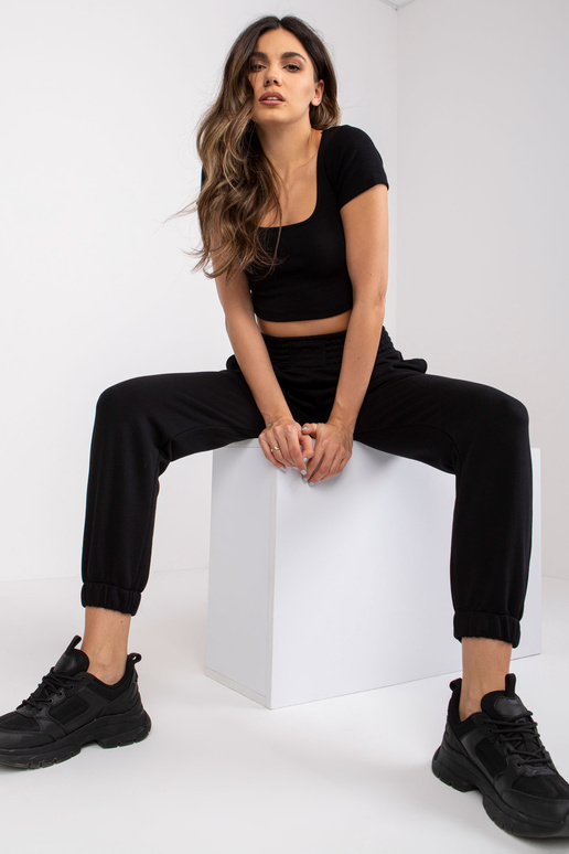 Černé tepláky s kapsami RUE PARIS