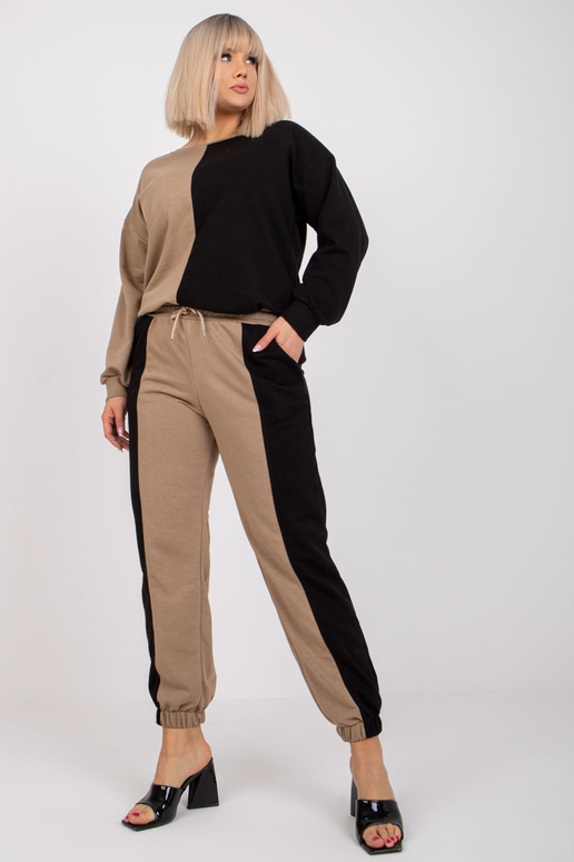 Tmavě béžová a černá tepláková...