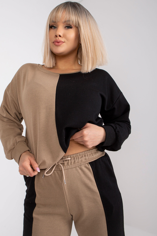 Tmavě béžová a černá tepláková...