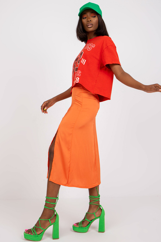 Oranžová sukně z umělého saténu s...