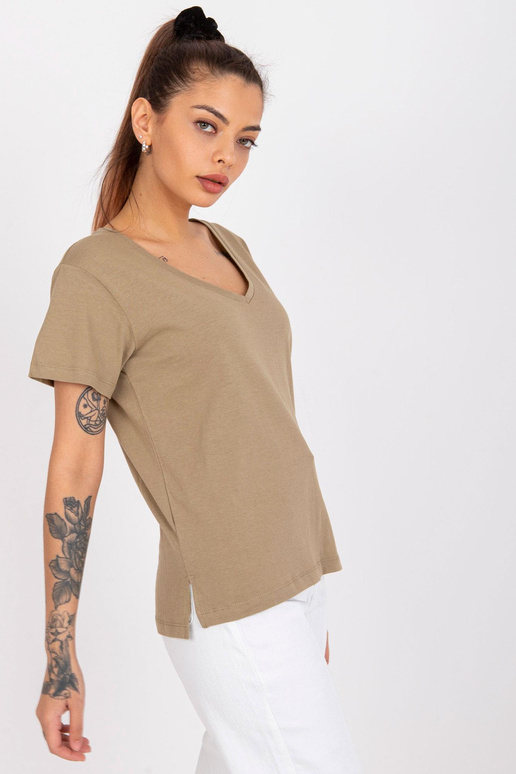 Tmavě béžové bavlněné tričko pro ženy...
