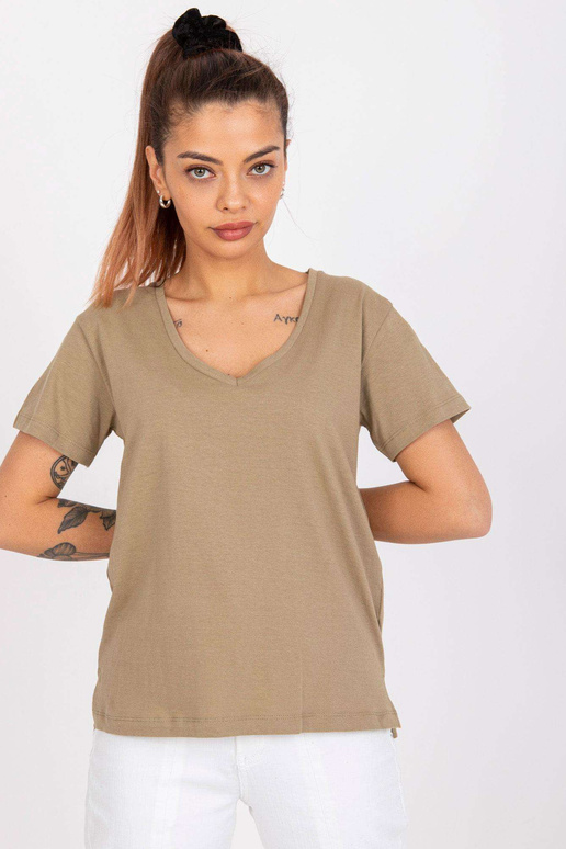 Tmavě béžové bavlněné tričko pro ženy...