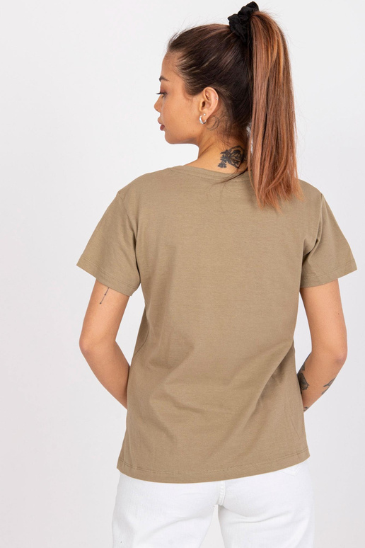 Tmavě béžové bavlněné tričko pro ženy...
