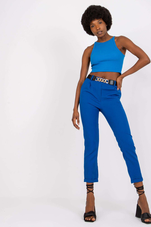 Tmavě modré dámské látkové kalhoty...