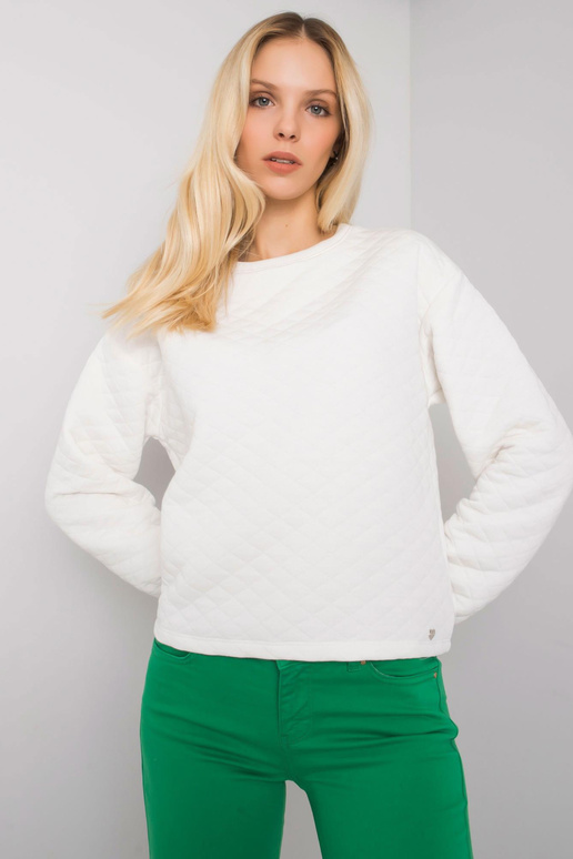 Ecru prošívaná mikina bez kapuce...