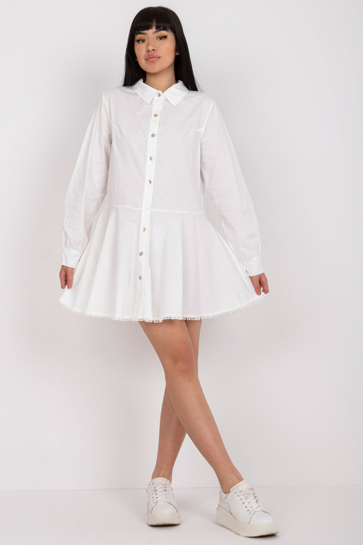 Bílé košilové šaty s dlouhým rukávem