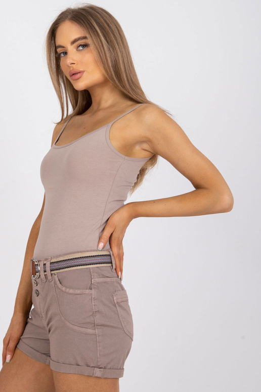 Tmavě béžové ležérní šortky se...