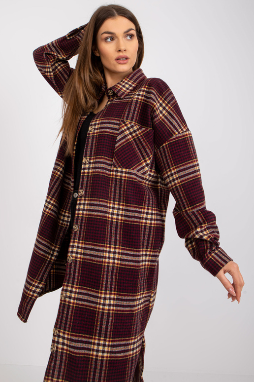 Vínově žlutá kostkovaná košile s...