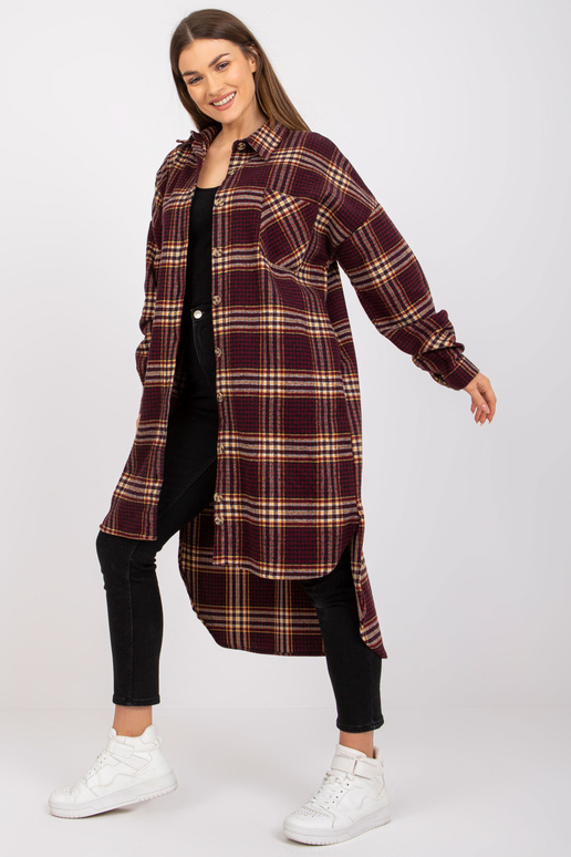 Vínově žlutá kostkovaná košile s...