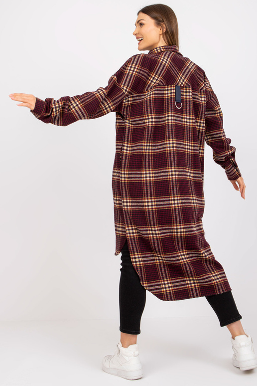 Vínově žlutá kostkovaná košile s...