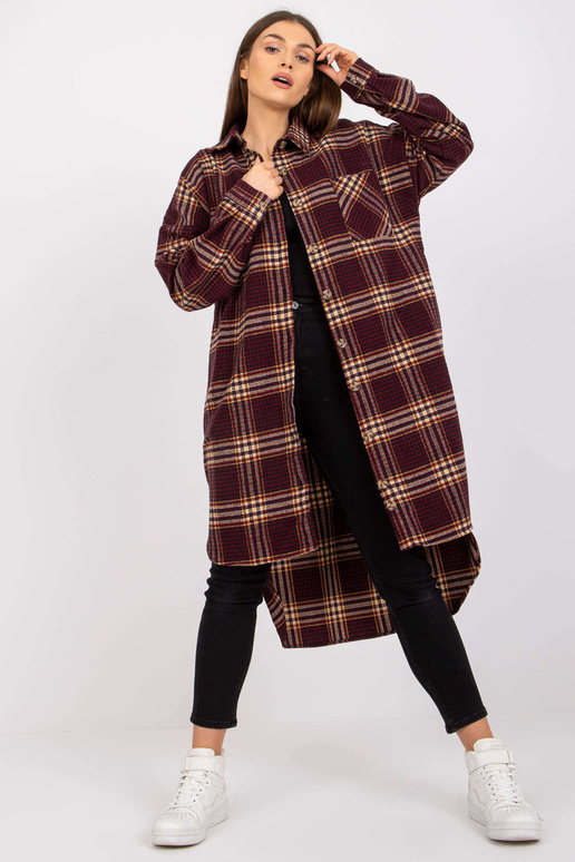 Vínově žlutá kostkovaná košile s...