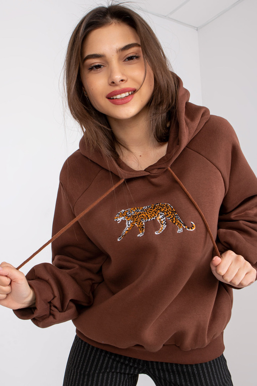 Hnědá mikina s výšivkou Peggy