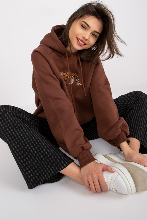 Hnědá mikina s výšivkou Peggy