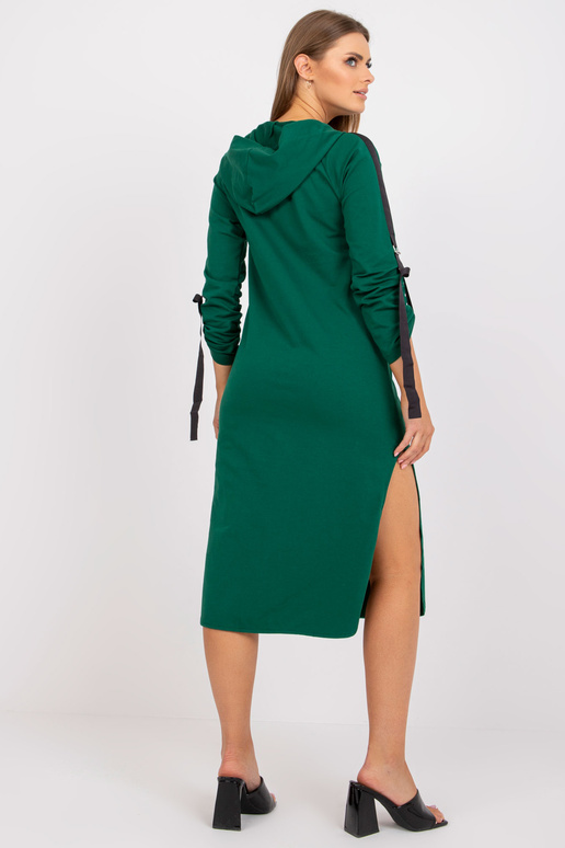 Tmavě zelená dlouhá mikina s rozparky...