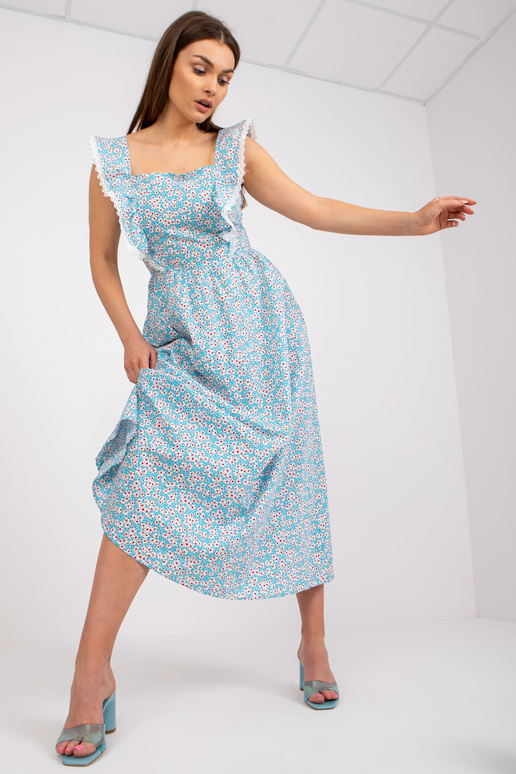 Světle modré bavlněné maxi šaty s...