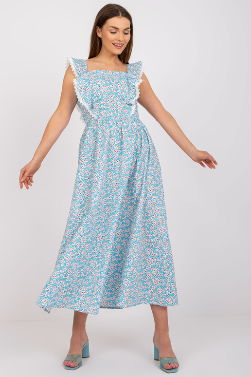 Světle modré bavlněné maxi šaty s...