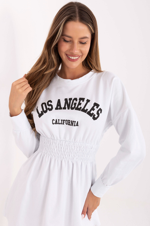 Bílé mikinové šaty s nápisy Nadine