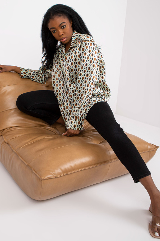 Béžová asymetrická košile s potiskem