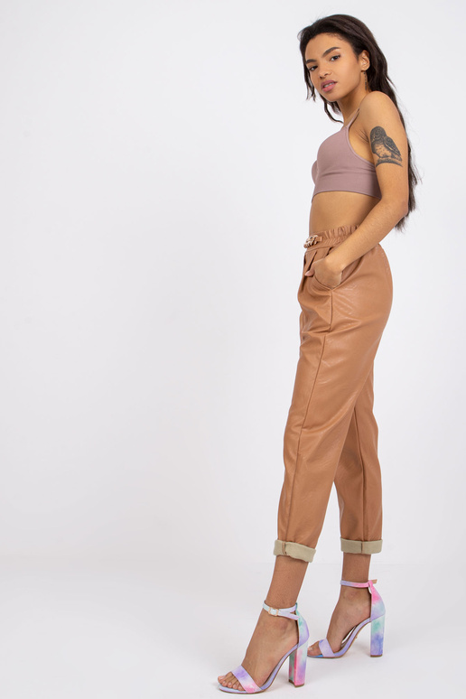 Velbloudí kalhoty pro ženy z ekokůže...