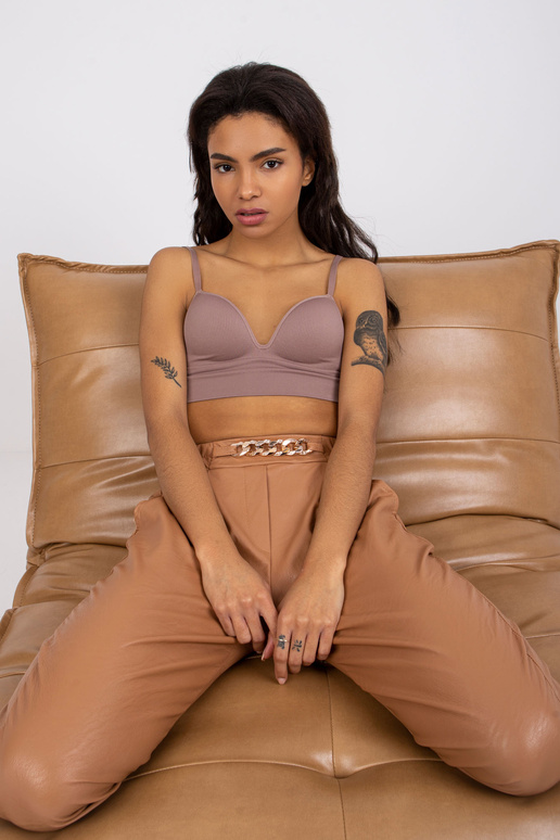 Velbloudí kalhoty pro ženy z ekokůže...