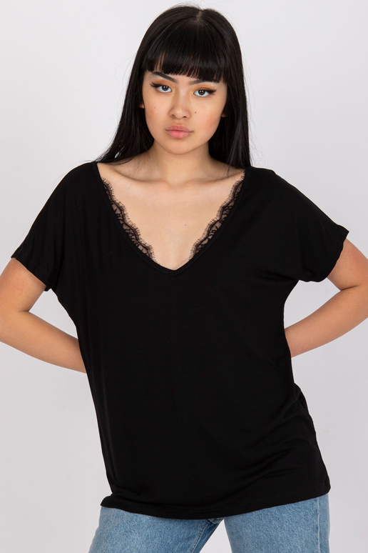 Černé jednobarevné tričko Aileen viskóza