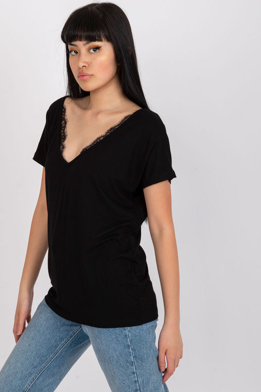 Černé jednobarevné tričko Aileen viskóza