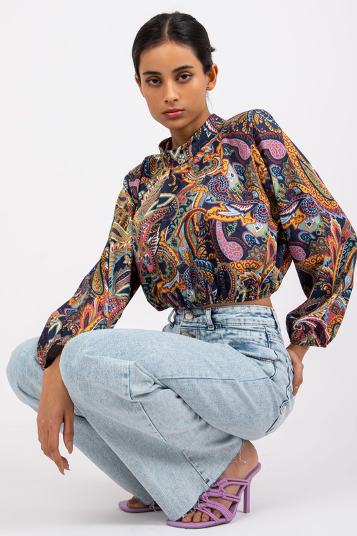 Tmavě modrá halenka s potiskem Mia