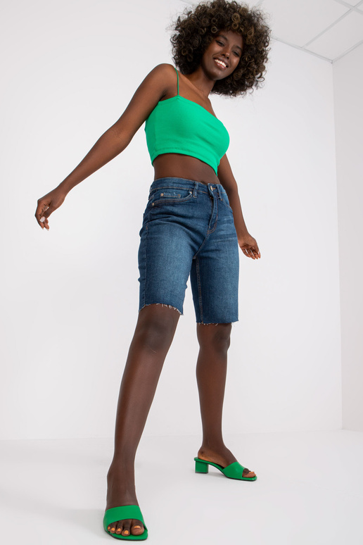 Tmavě modré dámské džínové kraťasy z...