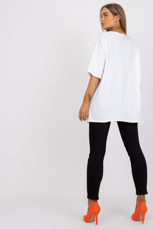 Bílé a oranžové bavlněné tričko s...